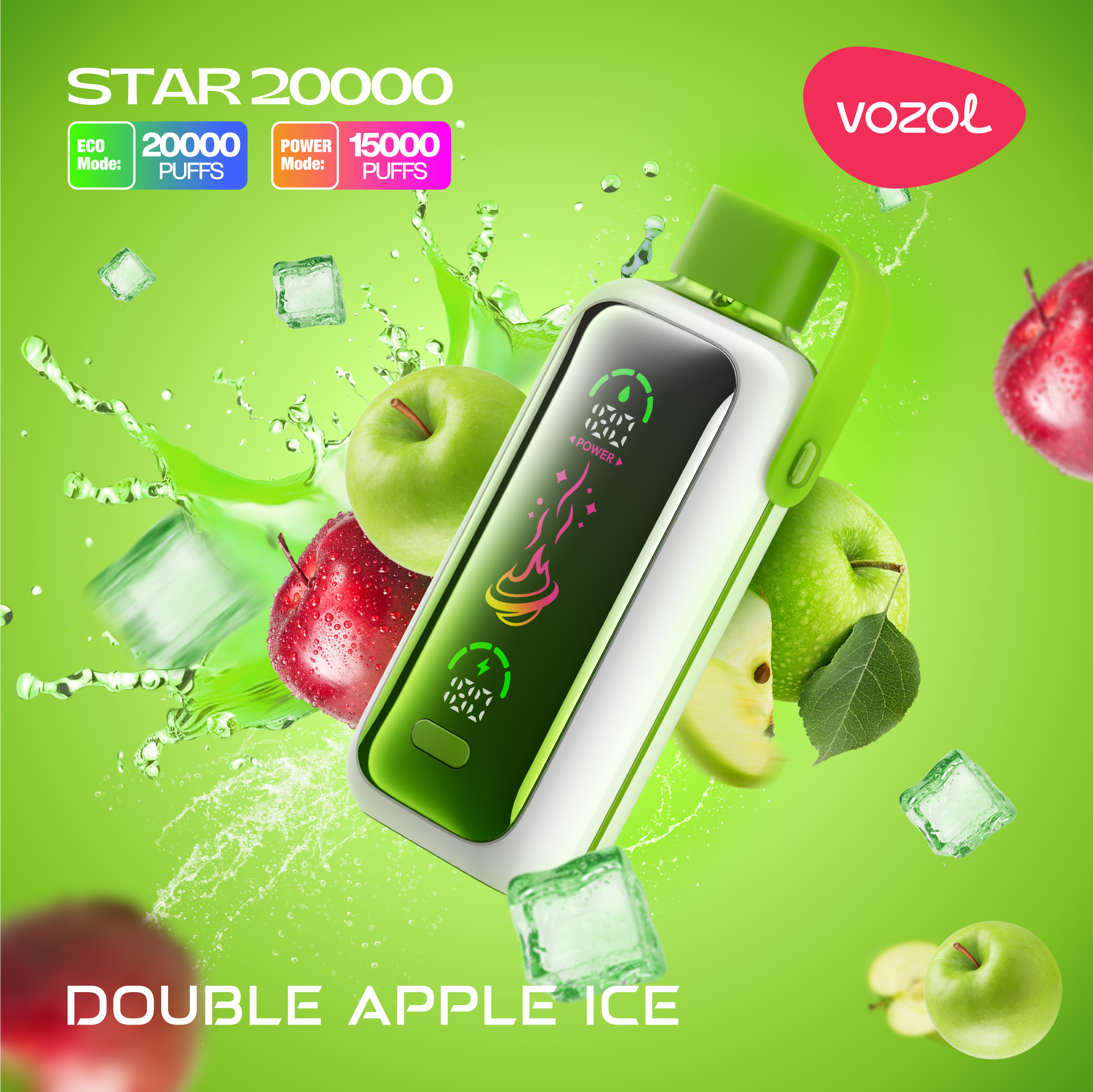 DOUBLE APPLE ICE Vozol Star 20000 Double Apple Ice - Görsel 1