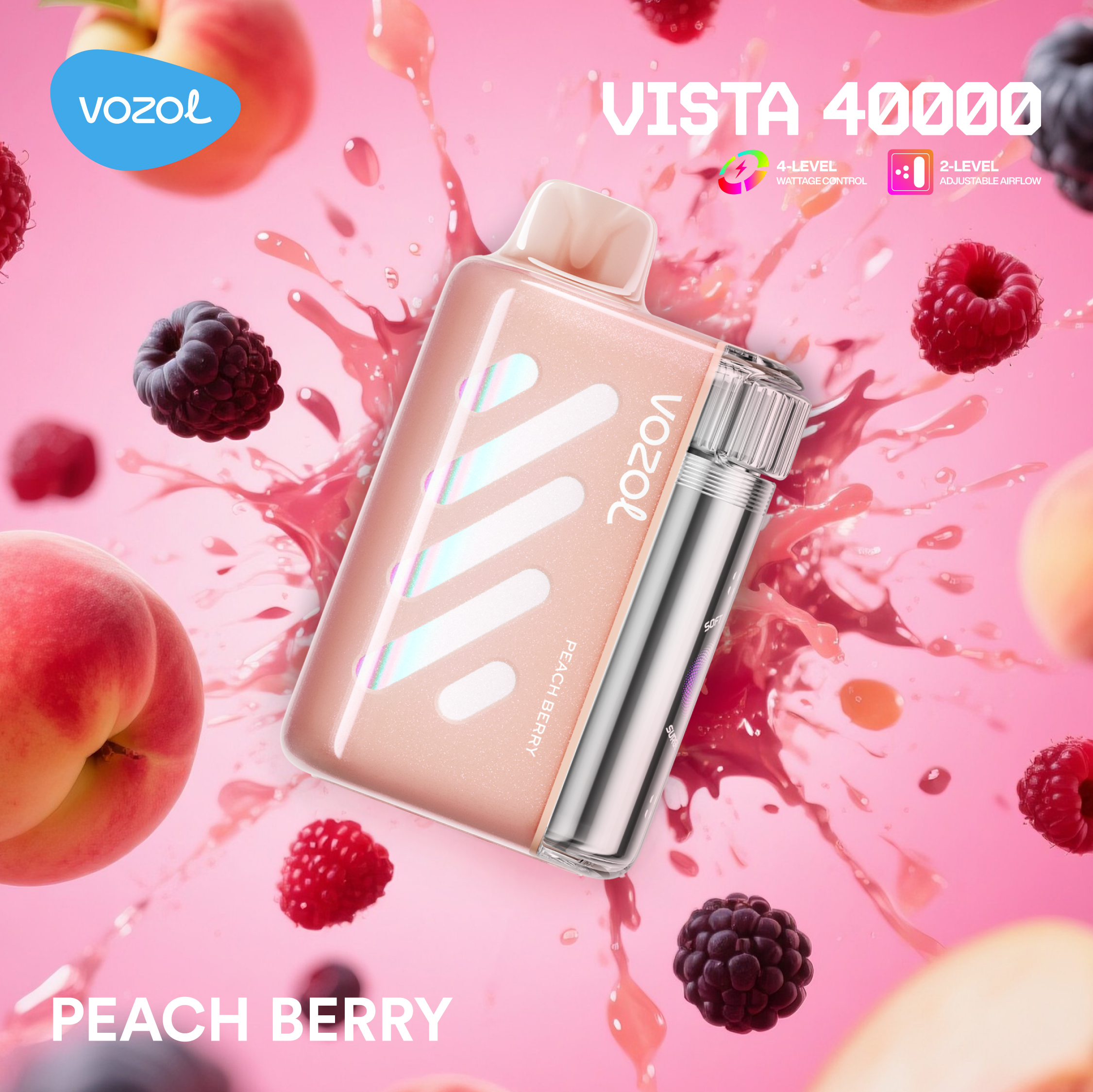 N08_Peach berry Vozol Vista 40000 Peach Berry - Görsel 1