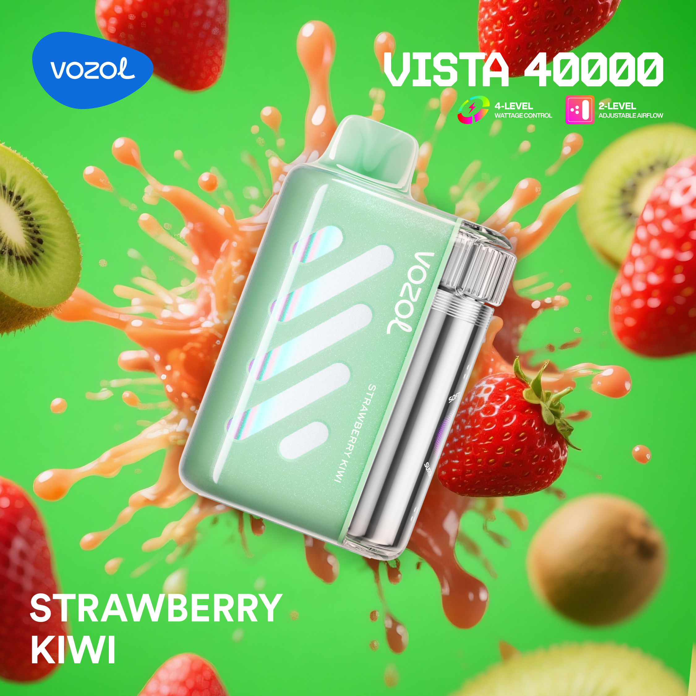 N08_Strawberry Kiwi Vozol Vista 40000 Strawberry Kiwi - Görsel 1